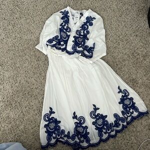 New Zara 2 piece blue and white set